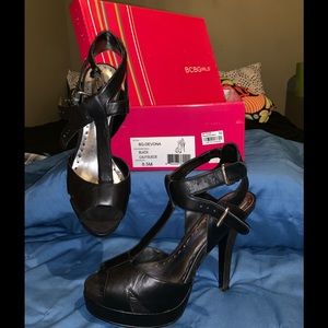 BCBGirls wrap around the ankle platform heel.